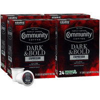 Community Coffee Dark & Bold Espresso Roast 96 Count Coffee Pods, Compatible With Keurig 2.0 K-Cup Brewers, 24 Count (Pack Of 4)
