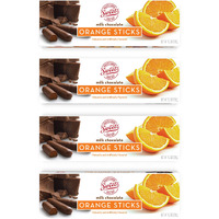 Sweet Candy Milk Chocolate Orange Sticks - Chocolate Covered Candy - Orange Flavor With Rich Chocolate Coating - Old Fashioned Sweet Treat - Four (4) 10.5Oz Box