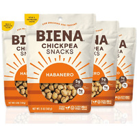 Biena Chickpea Snacks - Crunchy Roasted Chickpeas - High Fiber Vegan Protein Snacks For Adults And Kids - 4-Pack, 5 Ounce - Habanero