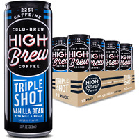 High Brew Coffee, Triple Shot Vanilla Bean, Cold Brew Coffee, 11 Fl Oz, Ready-To-Drink (Pack Of 12)