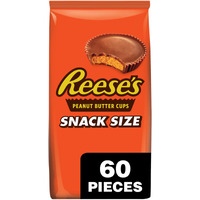 Reese's Milk Chocolate Peanut Butter Snack Size Cups, Candy Bag, 33 Oz (60 Pieces)