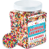 Rainbow Sprinkles - 1.6 Pounds - Ice Cream Sundae Toppings - Colorful Rainbow Jimmies For Cake Decorating, Baking, Cupcakes, Cookies