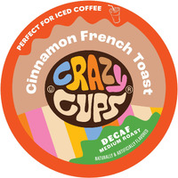 Crazy Cups Decaf Flavored Coffee Pods, Decaffeinated Cinnamon French Toast Flavored Coffee, Single Serve Hot Or Iced Medium Roast Coffee For Keurig K Cups Machines, 22 Count