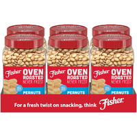 Fisher Oven Roasted Never Fried Peanuts, 24 Ounces (Pack Of 6), Snacks For Adults, Made With Sea Salt, No Added Oils, Artificial Ingredients Or Preservatives, Gluten Free, Vegan Protein, Bulk