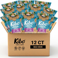 Kibo Maui Onion Flavor Gluten Free Non Gmo Plant Based Lentil Chips 28 Grams, 12 Pack