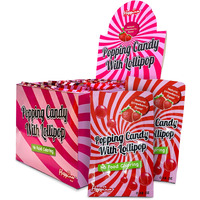 Happiness Usa 50 Pcs Popping Candy With Fun Dip Lollipop - All Natural No Artificial Colors Or Flavors Pop Rocks Candy | Individually Wrapped Kosher Pareve Candy Pop | Non Dairy Pop Rocks Strawberry