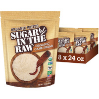 Sugar In The Raw Organic Granulated White Premium Cane Sugar, No Erythritol, Pure Natural Sweetener, Hot & Cold Drinks, Coffee, Baking, Vegan, Gluten-Free, Non-Gmo, Bulk Sugar, 24 Oz Bag (8-Pack)