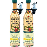 Fresh Press Farms Cold Pressed High Polyphenol Pure Gold Extra Virgin Olive Oil, 16.4 Fl Oz (Pack Of 2), Georgia Grown, 100% American Made, Unrefined, Certified Whole30, Non-Gmo, Keto, Paleo, Gluten Free, Packaging May Vary