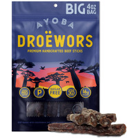 Ayoba Droewors Grass Fed Beef Paleo Sticks (4 Ounce, Pack Of 1) Keto Friendly, Air-Dried Grass Fed Beef Snack - Gluten Free, Nitrate Free, No Sugar, Meat Snacks