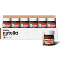 Mini Nutella Glass Jars Chocolate Hazelnut Spread (0.88 Oz) -(7 Units) Weekly Pack + 7 Mini Spoons Atrevo Bundle Pack. Back To School Snacks
