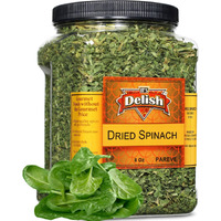Gourmet Chopped Dried Spinach Flakes By Its Delish, 8 Oz Jumbo Reusable Container | Premium Natural Dehydrated Spinach Leaves For Cooking, Camping, Backpacking - Easy To Use For Sauces, Soup, Dips