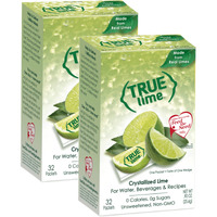 True Lime, Unsweetened Crystallized Lime (Pack Of 2 Boxes, Total 64 Individual Packets)