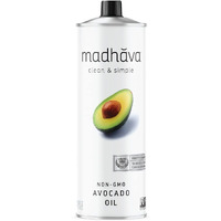 Madhava Avocado Oil (33.8 Oz, 1L Tin), Single Source, 100% Pure, Neutral Flavor, High Heat Cooking Oil, 520-Degree Smoke Point, Non-Gmo