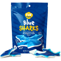 Funtasty Blue Sharks Gummy Candy, Blue Raspberry Marshmallow Flavor - 11-Ounce Bag