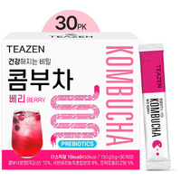 Teazen Berry Kombucha Tea, Hydration Drink Mix, Sugar Free, Live Probiotics & Prebiotics, 30 Sticks, 5.29Oz