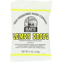 Claey's Candies Lemon Drops - Old Fashioned Hard Candy - 100 Percent Naturally Lemon Flavor - Fat-Free - 6 Ounce - 12-Pack