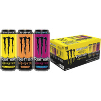 Monster Energy Rehab Tea + Lemonade, Peach Tea, Wild Berry Tea, Variety Pack, Energy Iced Tea,15.5 Ounce (Pack Of 15)