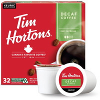 Tim Hortons Decaf, Medium Roast Coffee, Single-Serve K-Cup Pods Compatible With Keurig Brewers, 32Ct K-Cups, Red