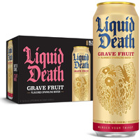 Liquid Death, Grave Fruit Sparkling Water, 8-Pack (King Size 19.2Oz Cans), Grapefruit Flavored Sparkling Beverage Sweetened With Real Agave, Low Calorie & Low Sugar