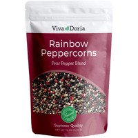Viva Doria Rainbow Peppercorns Blend, Steam Sterilized Whole Black Pepper, Whole Green Pepper, Whole Pink Pepper, Whole White Pepper, 12 Oz, For Grinder Refills