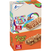 General Mills Reese's Puffs Cinnamon Toast Crunch Cereal Treat Bars Variety Pack, 28 Ct