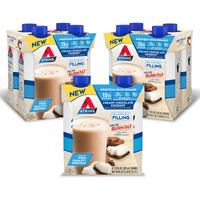 Atkins Creamy Chocolate Coconut Protein Shake, 15G Protein, 2G Net Carbs, 1G Sugar, Keto Friendly, 12 Count