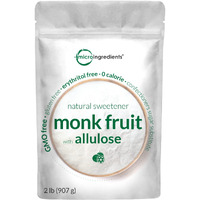 Monk Fruit Sweetener With Allulose, 2 Lbs | No Erythritol | No Aftertaste, 1:1 White Sugar Substitute, Keto & Vegan Friendly, Zero Calorie | Great For Drinks, Coffee, Tea, Cookies | Non-Gmo