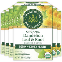 Traditional Medicinals Tea, Organic Dandelion Leaf & Root, Supports Kidney Function & Healthy Digestion, 96 Tea Bags (6 Pack)