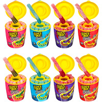Juicy Drop Dip 'N Stix - Sour Dipping Gel W/ Sweet Halloween Gummy Candy Sticks, Assorted 8 Pack - Bulk Individually Wrapped Sour Fun Candy For Halloween Candy, Party Favors, & Trick Or Treating
