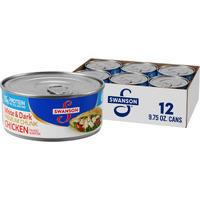 Swanson White And Dark Premium Chunk Canned Chicken Breast In Water, Fully Cooked Chicken, 9.75 Oz Can (Case Of 12)