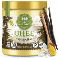 4Th & Heart Vanilla Bean Grass-Fed Ghee, Clarified Butter, Keto, Pasture Raised, Non-Gmo, Lactose And Casein Free, Certified Paleo (16 Ounces)
