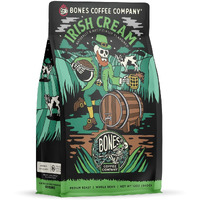 Bones Coffee Company Irish Cream Ground Coffee Beans, Nutty Flavor, Low Acid Flavored Coffee, Made With Arabica Coffee Beans, Medium Roast Gourmet Coffee (12 Oz)