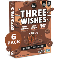 Plant-Based And Vegan Breakfast Cereal By Three Wishes - Cocoa, 6 Pack - More Protein And Less Sugar Snack - Gluten-Free, Grain-Free - Non-Gmo