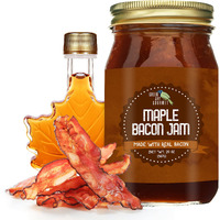 Green Jay Gourmet Maple Bacon Jam - Classic Spread For Burgers, Sandwiches, Toast, Charcuterie - Sweet, Savory Flavoring For Meat, Poultry, Dressing - Zero Trans Fat, No Msg, Gluten-Free - 20 Oz Jar
