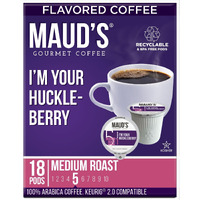 Maud's Huckleberry Flavored Coffee Pods, 18 Ct | I'M Your Huckleberry Flavor | 100% Arabica Medium Roast Coffee | Solar Energy Produced Recyclable Pods Compatible With Keurig K Cups Maker
