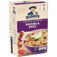 Quaker Instant Oatmeal, Raisin & Spice, Breakfast Cereal, 10 Count , 1.51 Oz Packets Per Box (Pack Of 4)