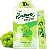 Teazen Shine Muscat Kombucha Tea, Electrolyte Powder & Hydration Drink Mix, Sugar Free, Live Probiotics & Prebiotics, 10 Sticks, 1.76Oz