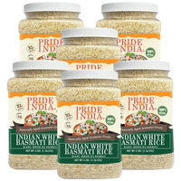 Pride Of India - Pack Of 6 - Extra Long Indian Basmati Rice, Naturally Aged Aromatic Grain, 3 Lbs Jar