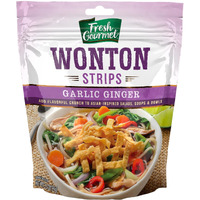 Fresh Gourmet Garlic Ginger Wonton Strips | Low Carb | Crunchy Snack And Salad Topper 3.5 Ounce, (Pack Of 9)