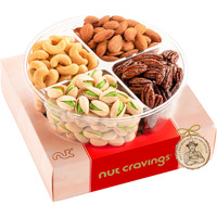 Nut Cravings Gourmet Collection - Diwali & Halloween Treats Mixed Nuts Gift Basket In Red Gold Box (4 Assortments) Arrangement Platter, Birthday Care Package - Healthy Kosher Usa Made