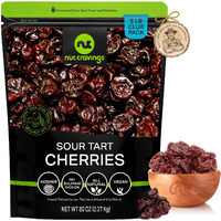 Nut Cravings Dry Fruits - Sun Dried Sour Tart Cherries, Lightly Sweetened (80Oz - 5 Lb) Packed Fresh In Resealable Bag - Sweet Snack, Healthy Food, All Natural, Vegan, Kosher Certified