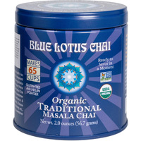 Blue Lotus Chai Tea - Fully Organic Traditional Masala Chai - Makes 65 Cups - 2 Ounce Masala Spiced Chai Powder With Organic Spices - Instant Indian Tea No Steeping - No Gluten