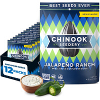 Chinook Seedery Roasted Jumbo Sunflower Seeds - Keto Snacks, Gluten-Free, Non-Gmo, Jalapeno Ranch 4 Oz (12-Pack)
