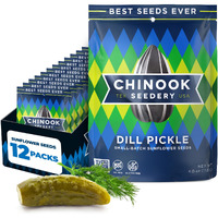 Chinook Seedery Roasted Jumbo Sunflower Seeds - Keto Snacks, Gluten-Free, Non-Gmo, Dill Pickle Flavor 4 Oz (12-Pack)