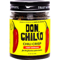Don Chilio Medium Heat Serrano Mexican Chile Crisp, 5 Oz. - Crunchy Sliced Serrano Fried Chili Peppers In Hot Seasoned 100% Olive Oil - Keto-Friendly, Vegan, Gluten Free