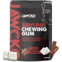 Jawcko Ultra-Tough Jawline Chewing Gum | Get A Stronger, Squarer Jawline | 15X Harder Than Other Gum | Cinnamon Jaw Training Hard Gum | Chisel, Sculpt, & Tone Your Jaw | Facial Fitness Mewing Gum | 40 Pieces/Pack (1-Pack, Chiseled Cinnamon)