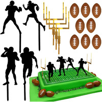 24 Pcs Football Cake Decorations 8 Pcs Cake Goal Post Topper 8 Pcs Mini Football 8 Pcs Rugby Ball Player Cake Toppers For Football Themed Birthday Party Favors Game Day Party Supplies