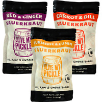 Real Fermented & Probiotic Sauerkraut For Gut Health - Top Kraut Bundle (3 Pack) By Olive My Pickle