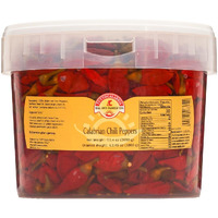 Calabrian Chili Peppers, Whole, In Oil, Bulk Foodservice Tub, 98 Oz, All Natural, Non-Gmo, Product Of Italy