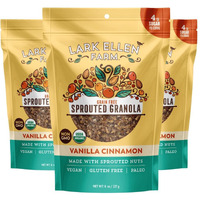 Lark Ellen Farm Vanilla Cinnamon Granola Clusters, Gluten Free, Vegan, Certified Organic, Low Sugar Healthy Snack For Cereal, Yogurt, Or With Honey 8 Oz - 3 Pack